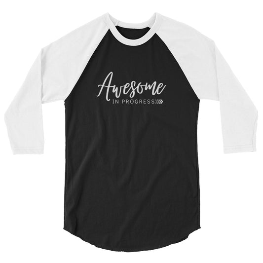 Awesome In Progress >> Black unisex 3/4 sleeve raglan shirt